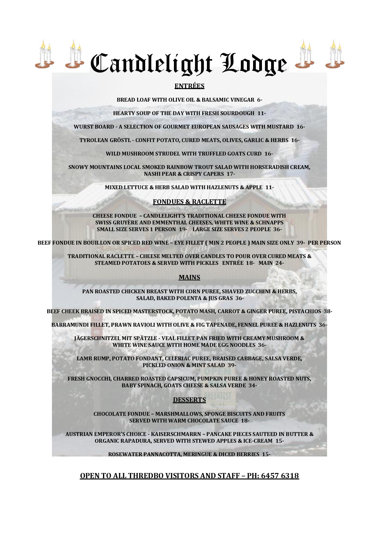 Candlelight Restaurant Thredbo Resort