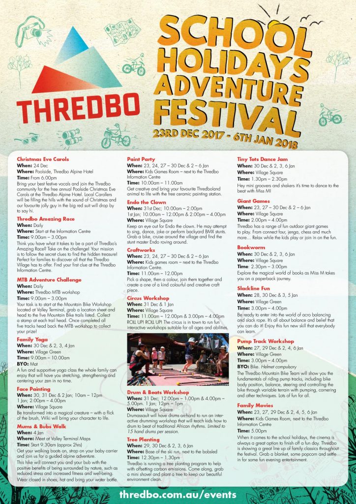 school holidays adventure festival emissions festival flyer